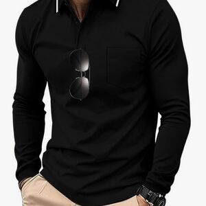 Classic Black Long Sleeve Polo Shirt